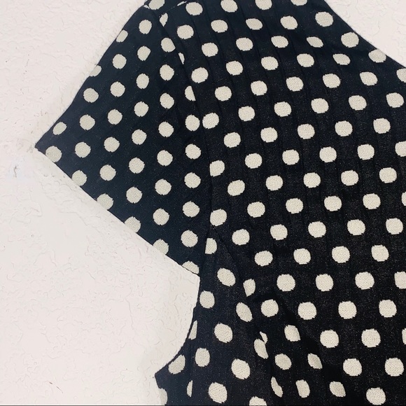 Zara polka dot a-line dress black white mini short capped sleeve - Picture 7 of 14